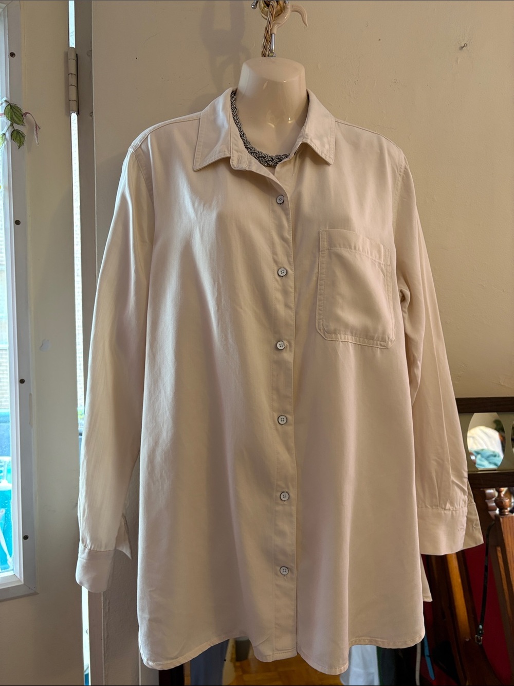 Old Navy Cream Button-Down Shirt with Pocket. TENCEL